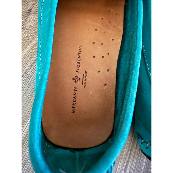 Mercanti Fiorentini Teal Nubuck Leather Driving Moccasins - size 9 - V10 - Picture 9 of 11